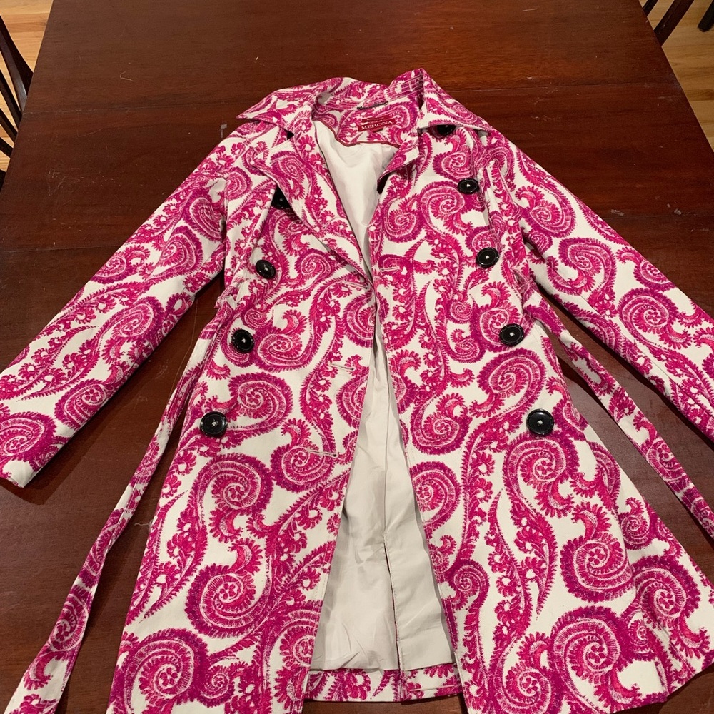 Pink Patterned Trench Coat